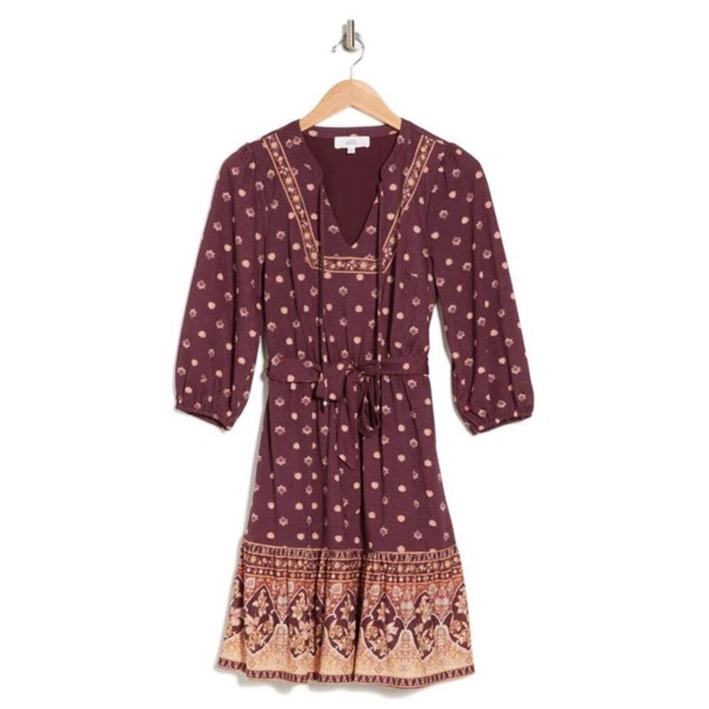 Lucky Brand Border Print Jersey Dress Medium